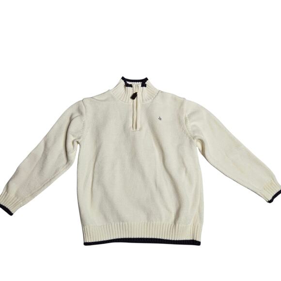 Janie & Jack 1/2 Zip Ivory Knit Boy's Sweater Size: 5 - Picture 1 of 6